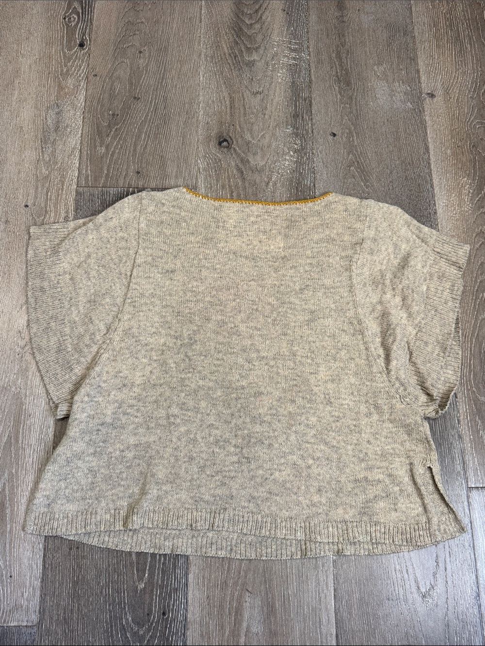 Anthropology Angel Of The North Beige Knit Top with Floral Embroidery CB0846 - Picture 4 of 4